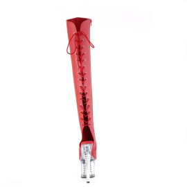 Pleaser SPECTATOR-3019 Bottes cuissardes à plateforme Cuir synthétique Chrome Rouge EU-36/US-6