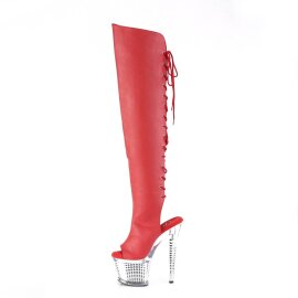 Pleaser SPECTATOR-3019 Bottes cuissardes à plateforme Cuir synthétique Chrome Rouge EU-39/US-9