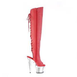 Pleaser SPECTATOR-3019 Bottes cuissardes à plateforme Cuir synthétique Chrome Rouge EU-39/US-9