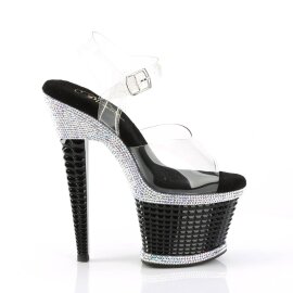 Pleaser SPECTATOR-708RS Sandales à plateforme Strass Argent EU-37/US-7