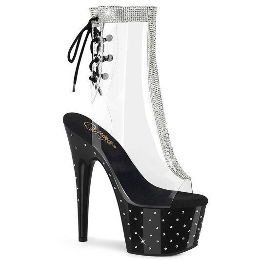 Pleaser STARDUST-1018C-2RS Bottines à plateforme Transparent Noir EU-35/US-5