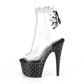 Pleaser STARDUST-1018C-2RS Bottines à plateforme Transparent Noir EU-35/US-5