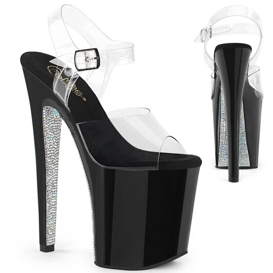 Pleaser XTREME-808CRS Sandales à plateforme Transparent Noir EU-35/US-5