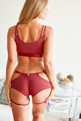 Zasha Polewear Short taille basse Elle Bourgogne XL