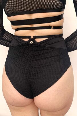 Lunalae Short taille haute Claire avec résille Noir M
