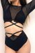 Lunalae Short taille haute Claire avec résille Noir L