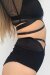Lunalae Short taille haute Claire avec résille Noir L