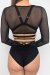 Lunalae Short taille haute Claire avec résille Noir XL
