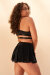 Lunalae Short taille haute Sarah Flowy avec résille Noir M