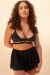 Lunalae Short taille haute Sarah Flowy avec résille Noir M